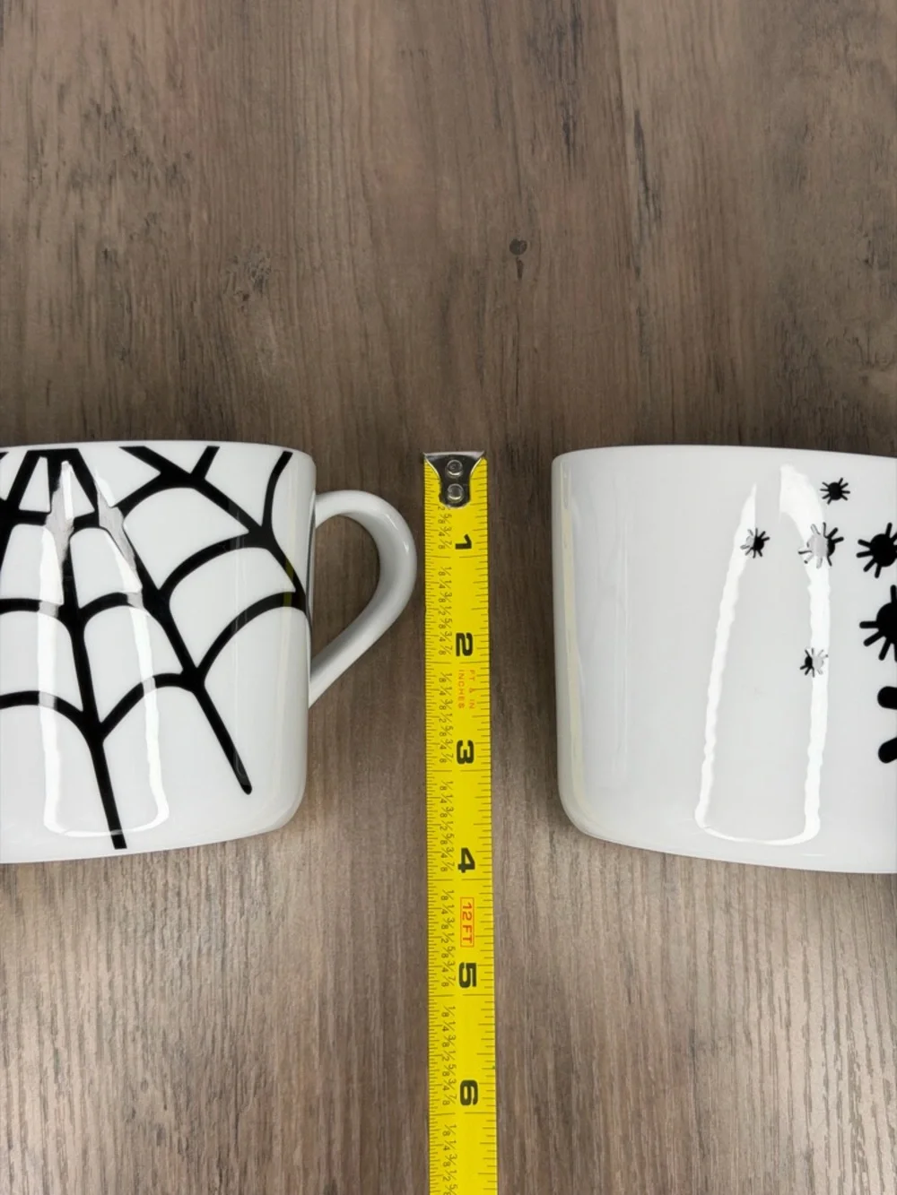 IKEA Ceramic Spider Web & Spider Design White & Black Halloween Coffee Mug Set
